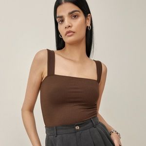 Reformation Canyon Ribbed Tank Top in Cafe